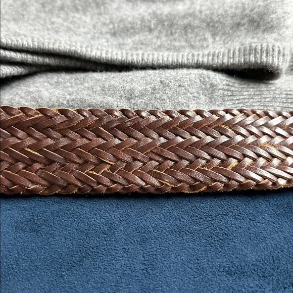 Vintage Braided Leather Belt with Gold brass Buckle - Picture 4 of 7